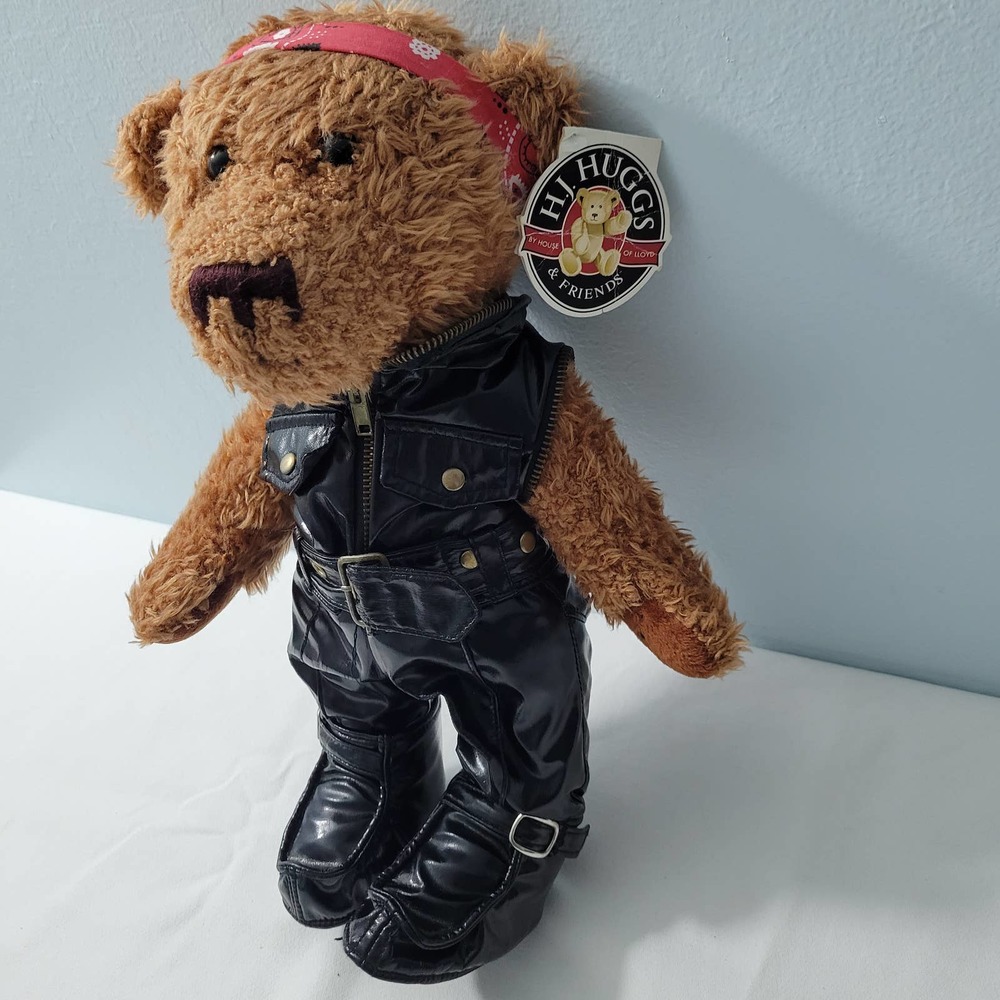 H.J. Hugs Biker Stuff Brown Bear Plush in Faux Leather Jumpsuit & Boots 3223-3 - Picture 2 of 7
